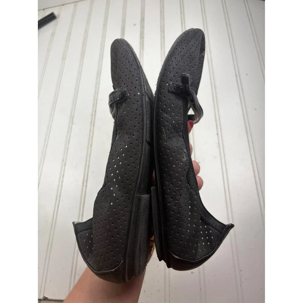 Rialto Perforated Black Slip On Comfort Mary Jane Ballet Flats Women's Size 9M